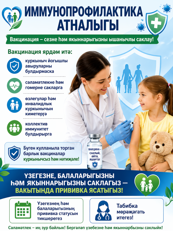 Быел Бөтендөнья иммунлаштыру  атналыгы 20–26  апрельдә “Вакцина һәр  буын өчен  нәтиҗәле” девизы  астында  үтә