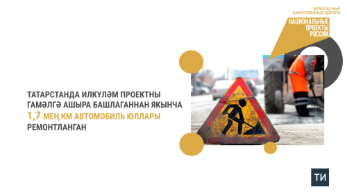 Татарстанда илкүләм проект ярдәмендә 1,7 мең километр автомобиль юллары ремонтланган