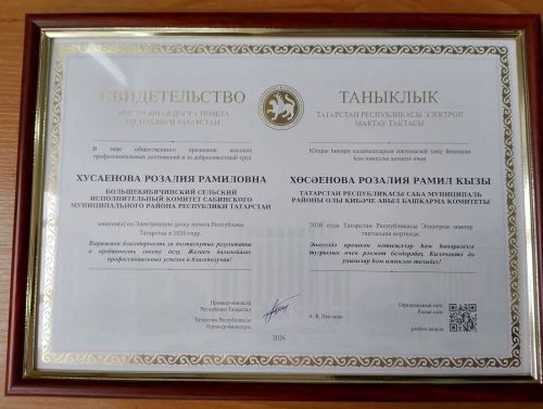 Олы Кибәче авылыннан СВО зонасына ярдәм өчен медаль белән бүләкләнгән волонтерлар тәбрикләнде