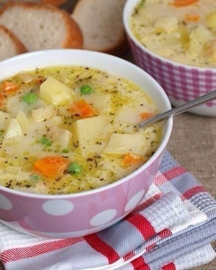 Молочный суп с овощами