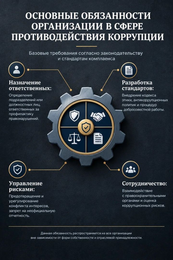 ОСНОВНЫЕ ОБЯЗАННОСТИ ОРГАНИЗАЦИИ В СФЕРЕ ПРОТИВОДЕЙСТВИЯ КОРРУПЦИИ